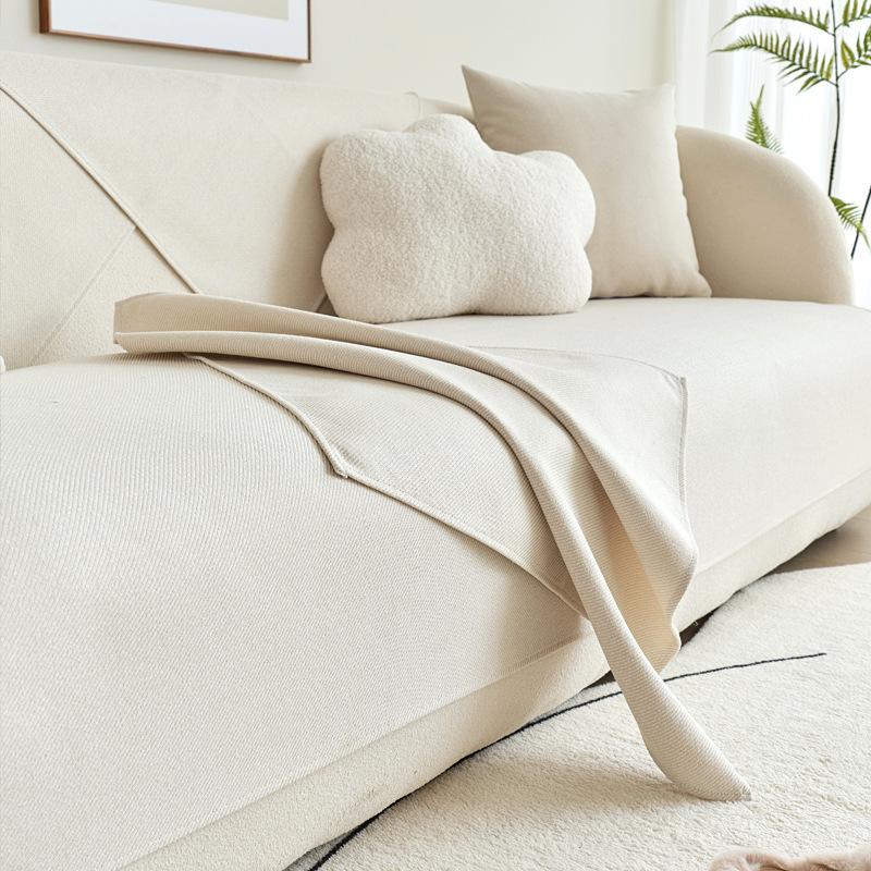 Living Room Cotton Sofa Towel Anti -Pet Scratch Protection Sofa Cover Linen Sofa Cushion Cover Universal Non -Slip Cushion Plain
