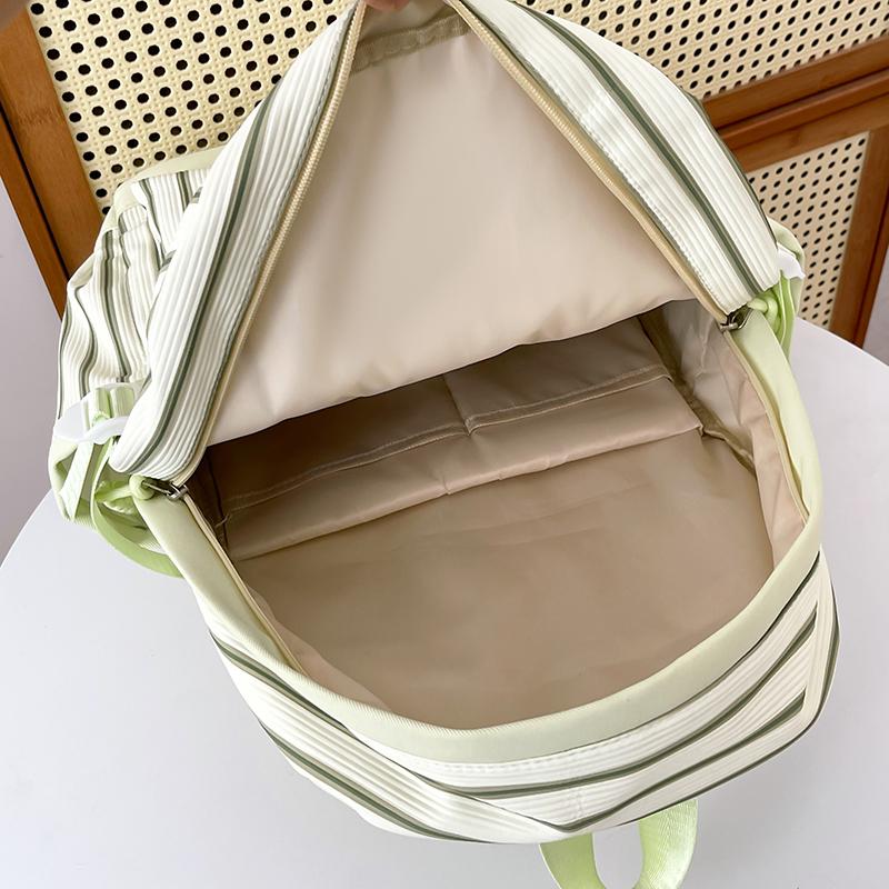 Striped Print Student Schoolbag Lightweight Commuter Backpack Girls Travel Bag