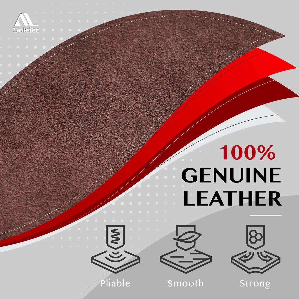 Soletec Genuine Suede Thick Cowhide Pieces for Crafts and Coffee Leather, Square, Sheet, Pre-Cut Sewing, Suede, 1.5-1.7mm (35.5x35.5cm)