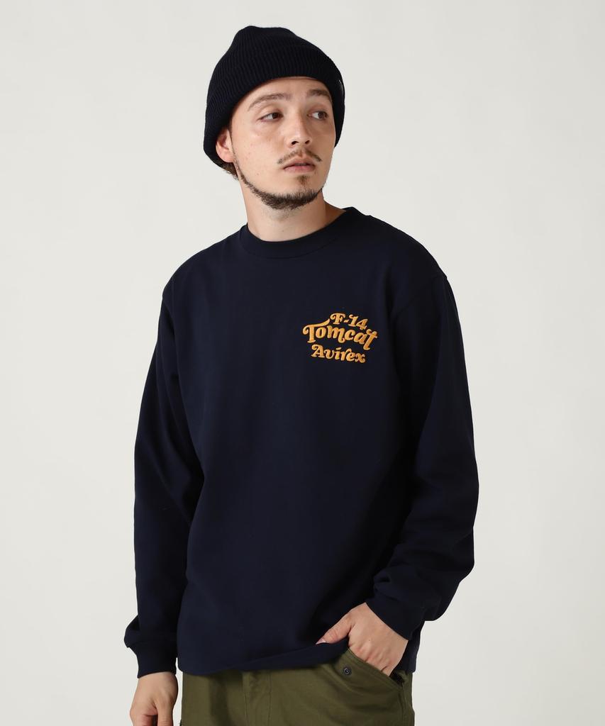 AVIREX SAGARA TOM CAT L/S T-SHIRT Men's L 120 Navy