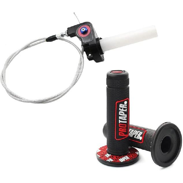Linekong 7/8" 22Mm Twist Throttle Grips Cable For CRF KLX TTR 110 125 150 200 250 Cc Dirt Pit Bike (Red