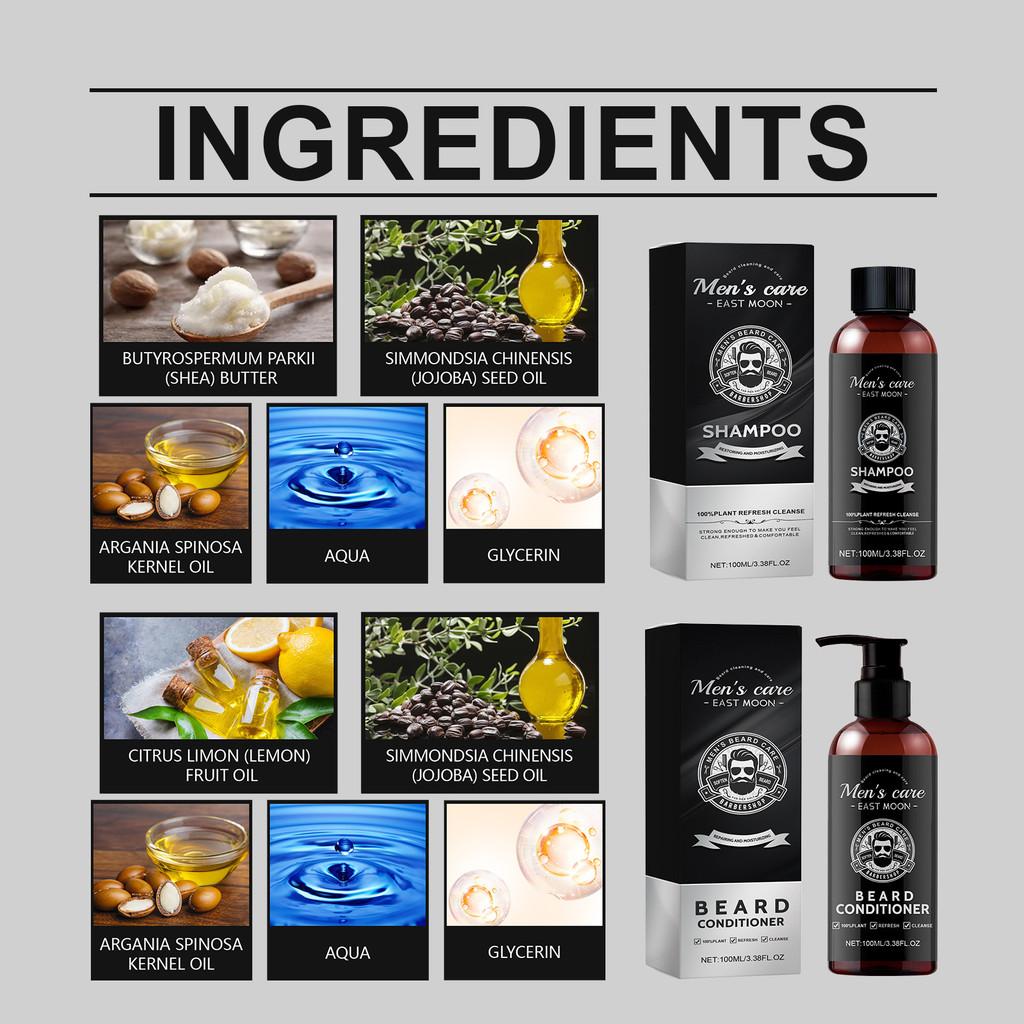 East Moon Gentle Nourishing Beard Care Set With Moisturizing Shampoo And Conditioner