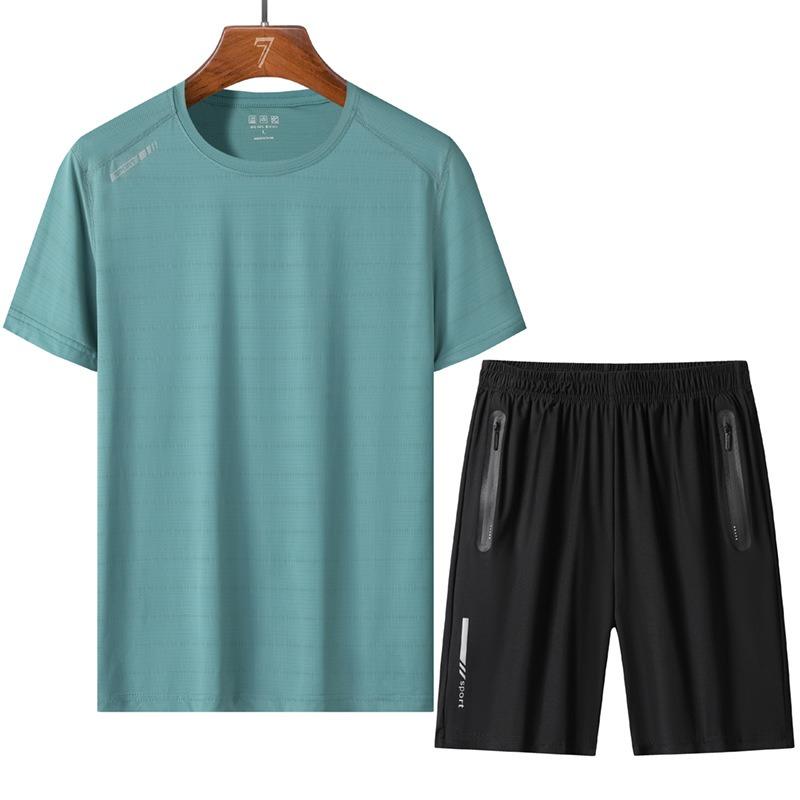 Men's Color Blocked Short Sleeve and Shorts Set