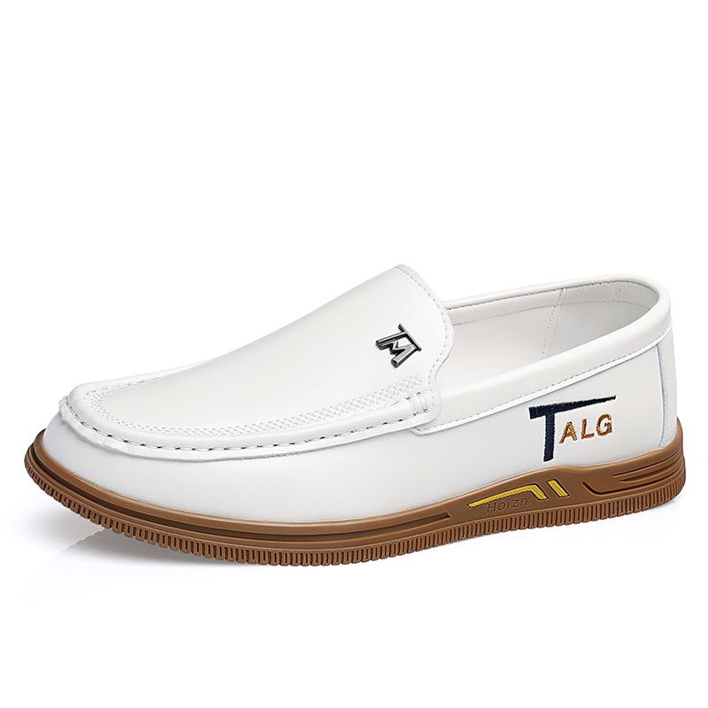 

Мужские повседневные спортивные туфли из натуральной кожи, модный стиль на шнуровке для лета и весны, белые туфли, мягкая подошва, удобные, sui 38 белый