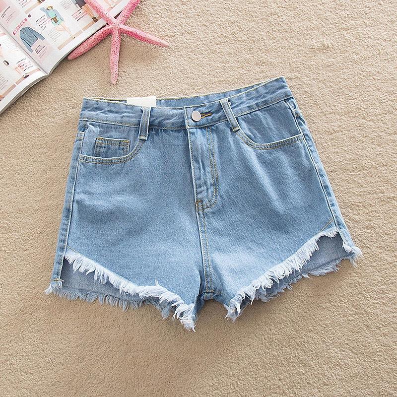 Summer Han Version with Students High Waist Jeans Slim Slim Skinny Skinny A Sexy Hot Pants Short Shorts Ladies