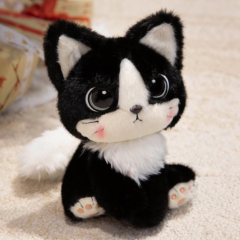 

Sitting Doha Husky & Black Cat Plush Toy - Children s Companion Gift 25 cm
