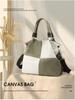 Trendy Women's Patchwork Canvas Tote and Crossbody Bag - Fashionable, Versatile, Color Block Design 2025.