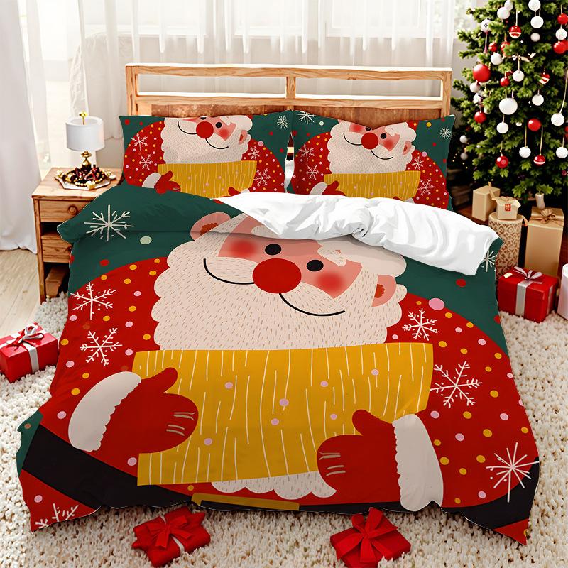 3D Digital Printed Bedding Two Three Piece Santa Polyester Quilt Set