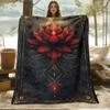 A Soft And Comfortable Digital Printed Blanket Featuring a Skin-Friendly Dark Red Lotus Pattern, Suitable for All Seasons, Perfect for Use On The Sofa