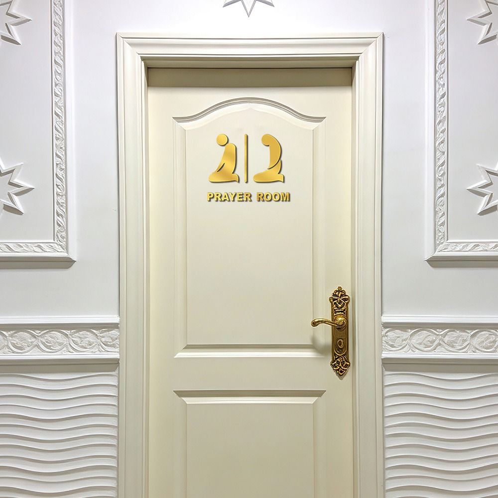Adesivo Segno Stanza della Preghiera 3D Oro Nero Argento Acrilico Adesivo Decorativo per Eid Superficie a Specchio Cartello Adesivo Decorazione per la Casa