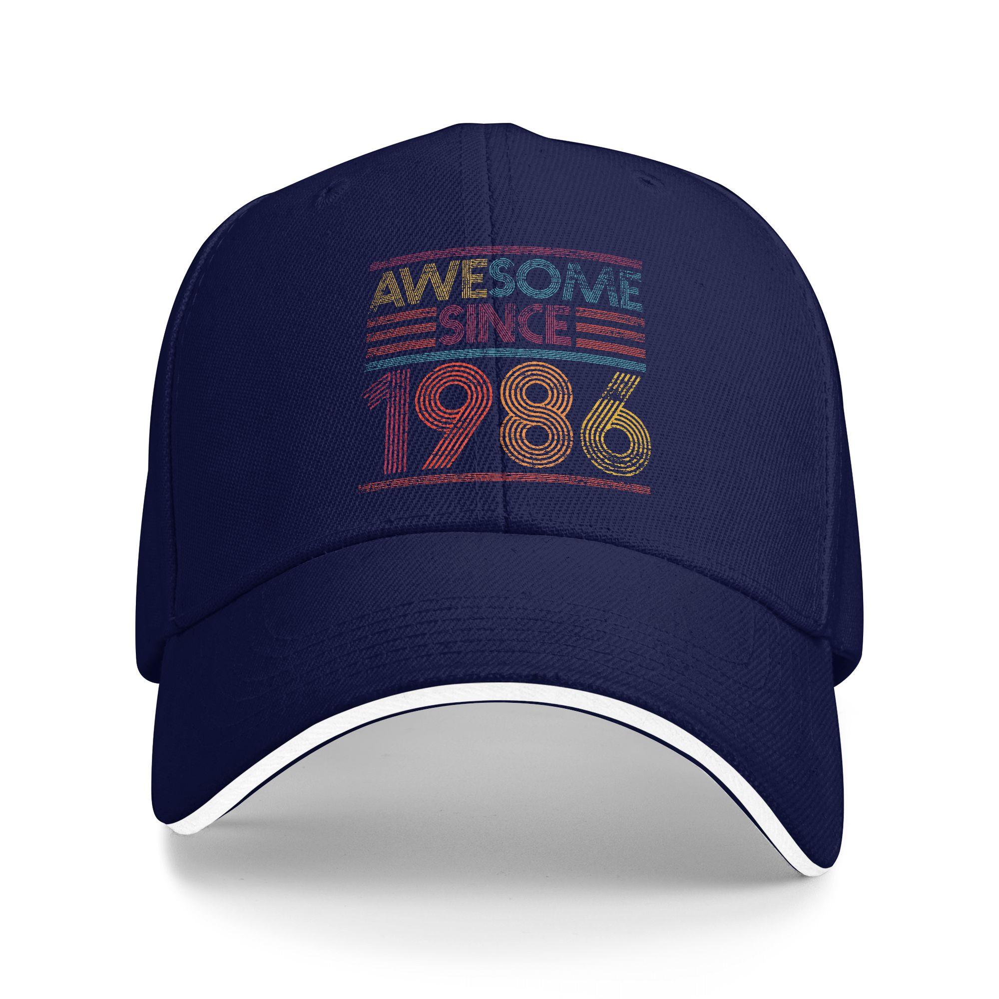

40th Birthday Gifts Retro Awesome Since 1986 Casual Baseball Cap Summer Trucker Hat Running Snapback Cap Unisex Baseball Caps One Size темно-синього кольору
