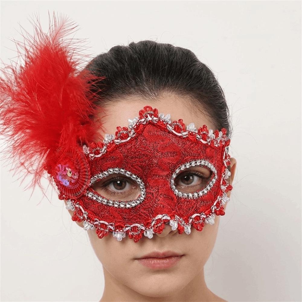 Lace Half-Face Mask Multicolor Masquerade Ball Mask Fancy Feather Mask  Costume Party