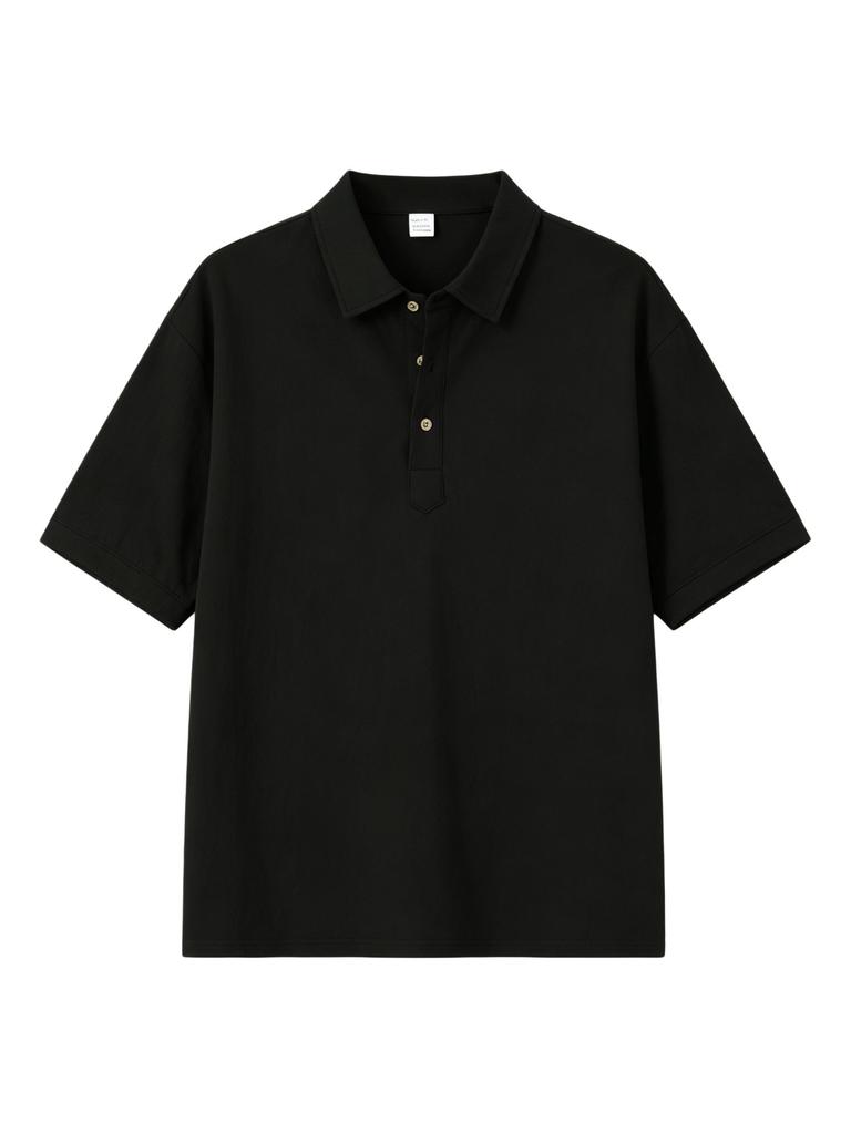 Mens Loose Fit Casual Short Sleeve Turn Down Collar Polo Shirt