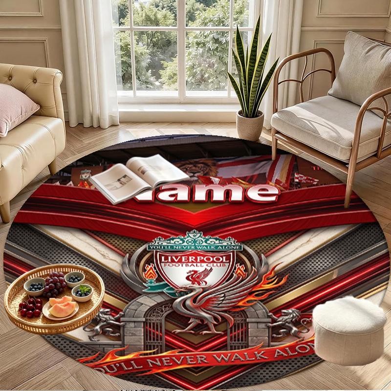 Benutzerdefinierter Name Personalisierter LFC Druck Runder Teppich, Vielseitiger Heimdekorations Teppich, für Spielzimmer, Wohnung, Balkon, Eingangsbereich, Flur Geschenk