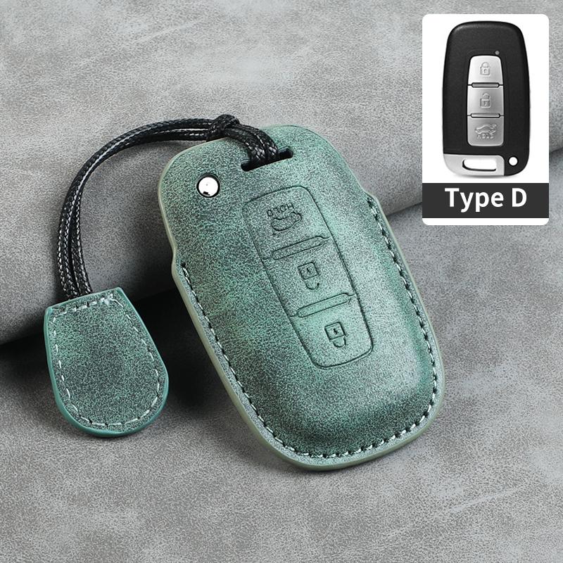 Leder Autoschlüsselhülle Abdeckung Schale Anhänger Für Hyundai Grand Prix Gn7 Ioniq6 Nuovo Kona Genesis Coupe Sonata Ix35 Schutz Schlüsselanhänger