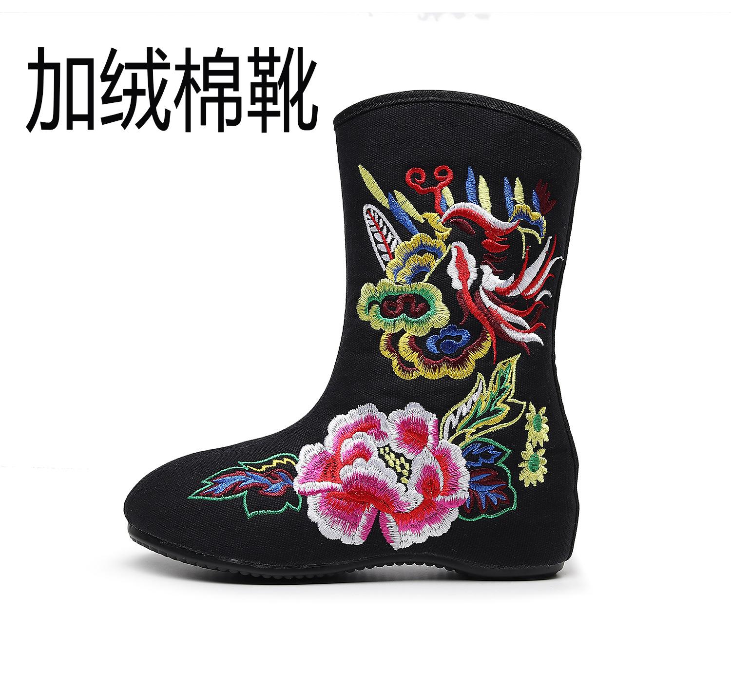 

Короткие ботинки женские вышитые тканевые туфли зимние китайский стиль этнический стиль красный феникс пион вышитые женские туфли бархатные хлопковые туфли 41