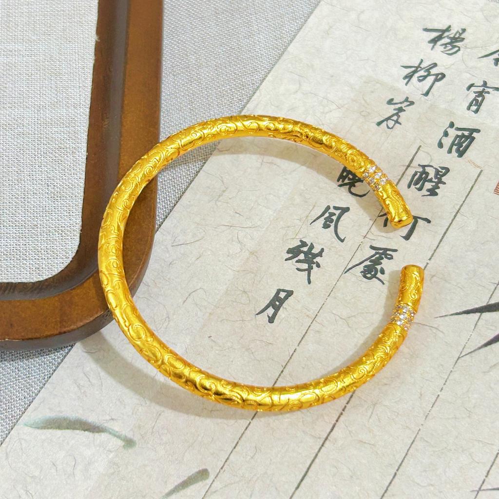 Ruyi Gold Hoop Open Bracelet Women's Bracelet Niche Retro High-end Bracelet