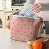 Waterproof Floral Corduroy Lunch Bag Floral Printed Picnic Bag  Outdoor Camping
