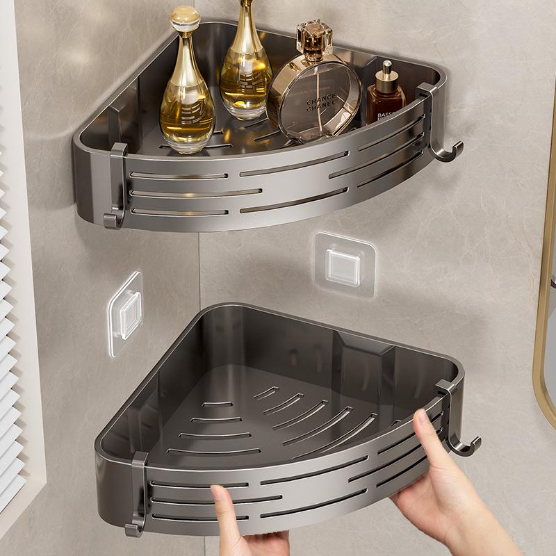 No-Drill Wall-Mounted Bathroom Corner Shelf Rack