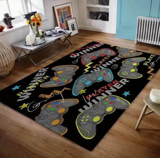 Flannel Floor Mat Player Carpet and Halloween Controller Game Room Pattern Floor Mat Gaming Player Atmosphere and Non Slip Mats