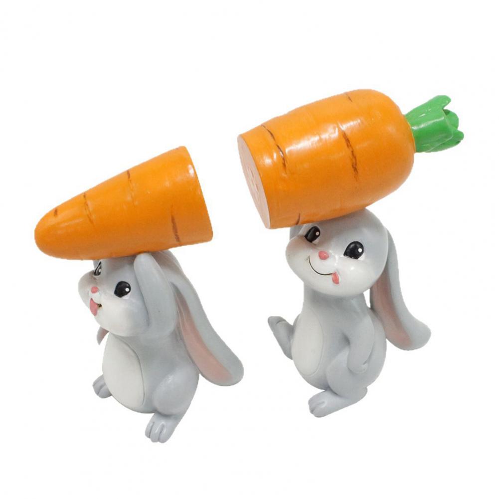 

2 Pcs Rabbit Statuette Decor Easter-themed Resin Carrot-carrying Bunny Figurines Spring Desk Rabbit Statue For Home Garden Decor