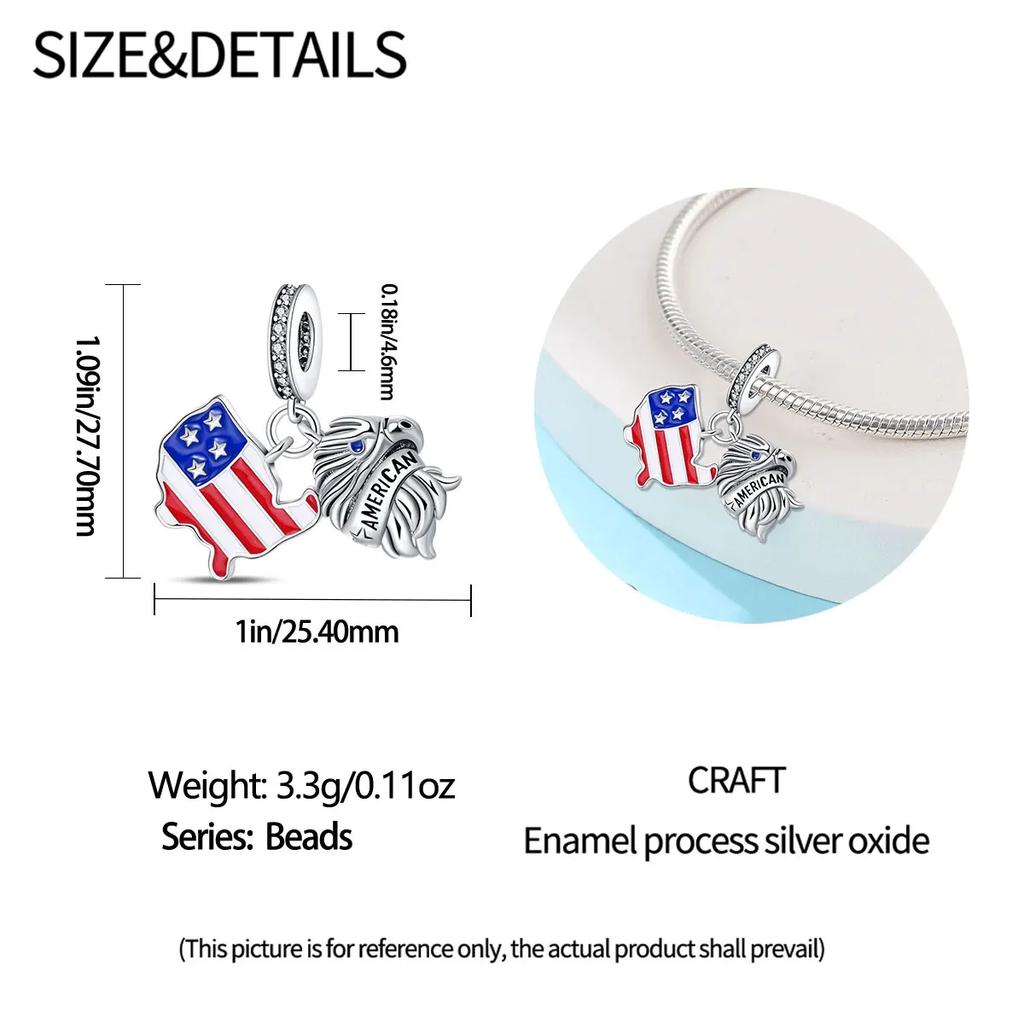 Authentic Charm Bead Charms Copper Plated American Animal Eagle Bead Charms Compatible With Bracelets Women Jewellery Making Diy Gift