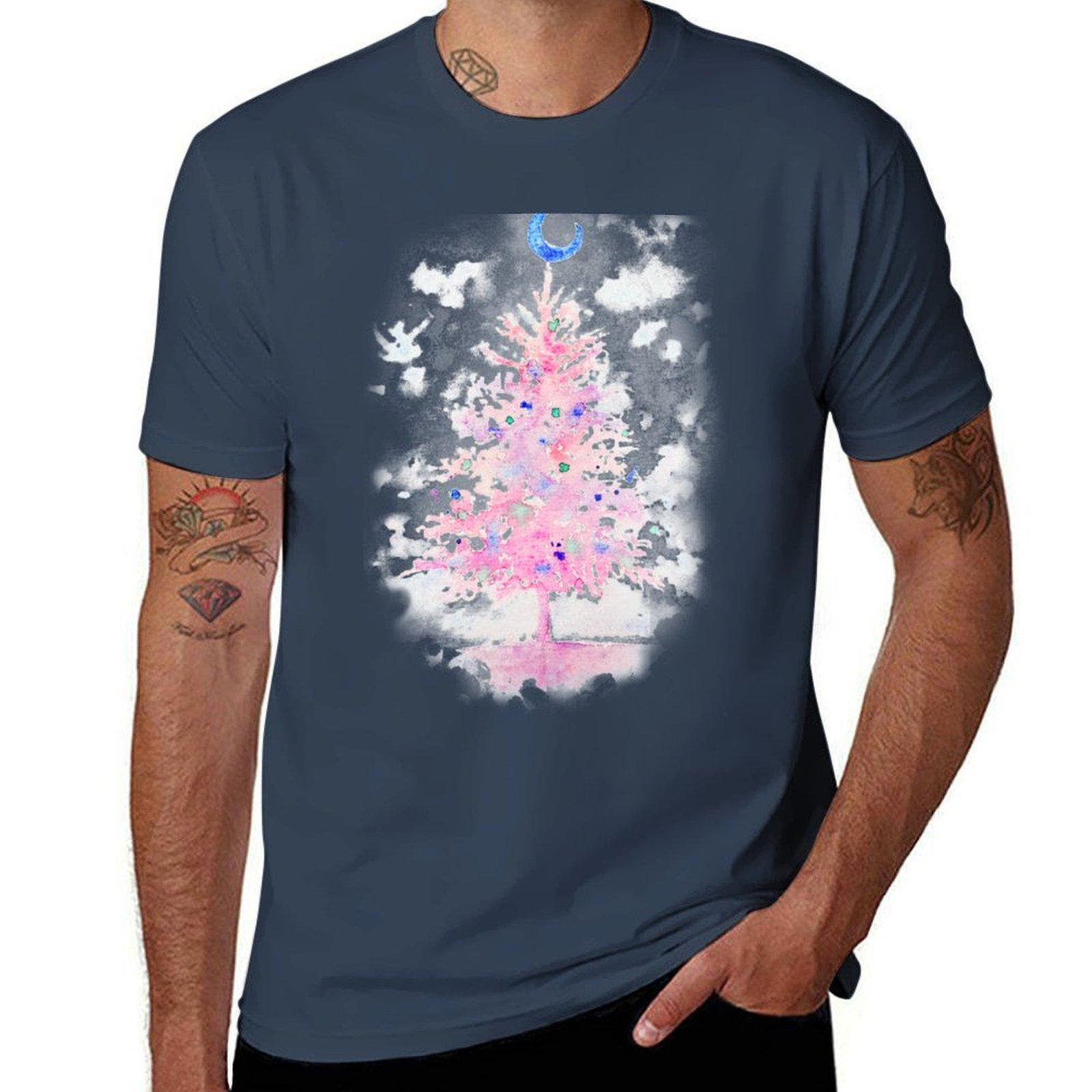 Magical Christmas Tree With Crescent Moon Tshirt Urban Style Print Tshirt S
