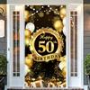 Fondo de Pancarta de Fondo de Feliz Cumpleaños Número 50 Para Hombre Servilleta Globo Cortina de Puerta 50 Aniversario Decoración de Fiesta de Cumpleaños 50