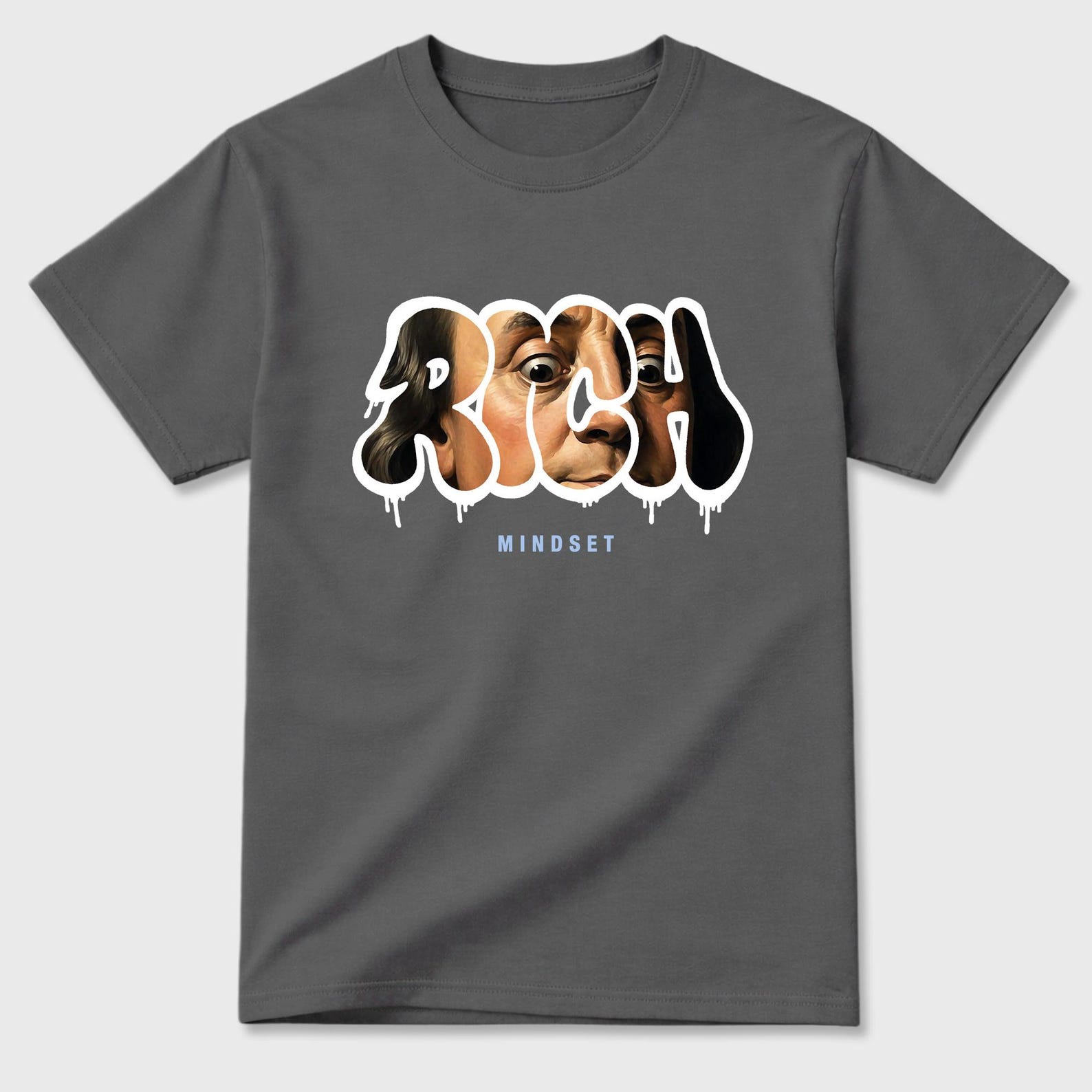 Rich Mindset graphic tee. Streetwear Brand Graphic T-Shirt. 5s White Metallic S