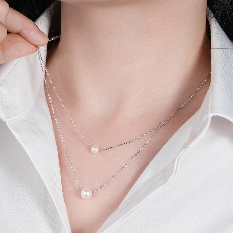 Double Layer Freshwater Pearl Choker Necklace, s925 Sterling Silver, 18k Gold Plated, Gift for Christmas and Qixi