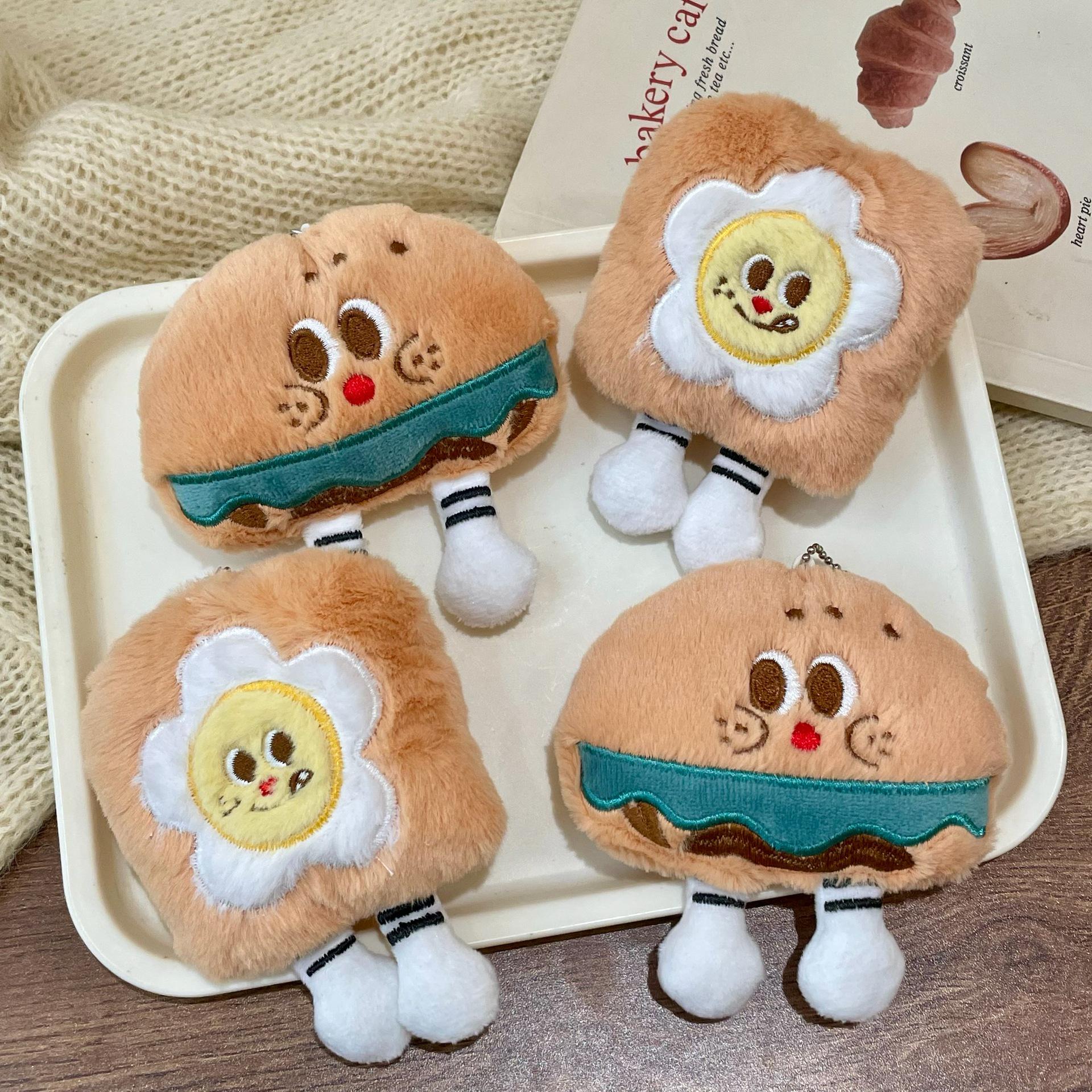 

Cartoon Plush Burger Cola Bag Keychain Squeaky Pendant Display Chain Style