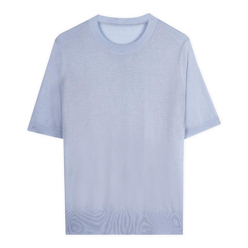 

Приятный к коже и удобный, вязаный свитер-топ женский летний новая модель с тонкой и простой футболкой с короткими рукавами 2XL