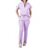 Women's Loose And Comfortable V-neck Short Sleeved Workwear With Multiple Pockets Suit Set