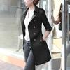 Women Slim Windbreaker Double Breasted Long Trench Coat Jacket Overcoat Outwear