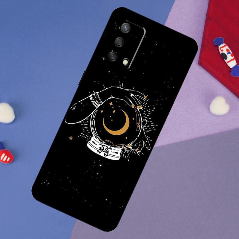 Fortune Telling Moon Stars Hands Art Case For Oppo A17 A60 A40 A80 A16 A76 A96 A98 A58 A78 A18 A38 A57 A74 A54 A94 A15 A5 A6 Pro