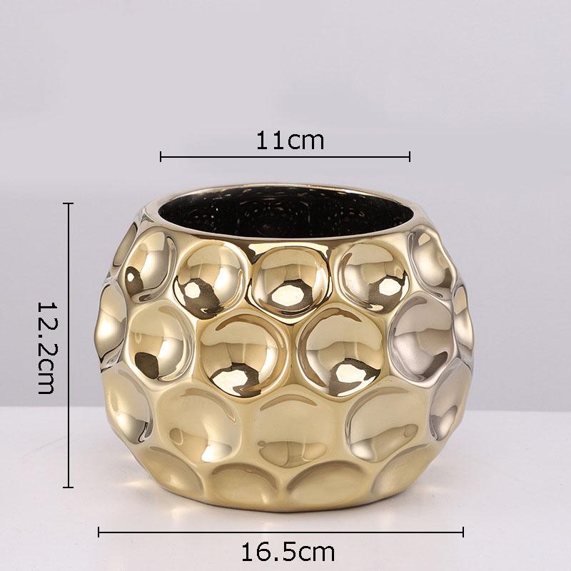 Goldene Keramikblumentöpfe Moderne Dekoration Blumenvase Dekoratives Arrangement Schreibtischdekoration Vergoldete Vasen Hausgartendekoration