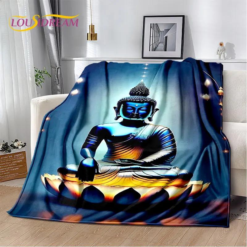 Manta de felpa suave de Buda Sakyamuni budismo fe religión, manta de franela para sala de estar, dormitorio, cama, sofá, oración