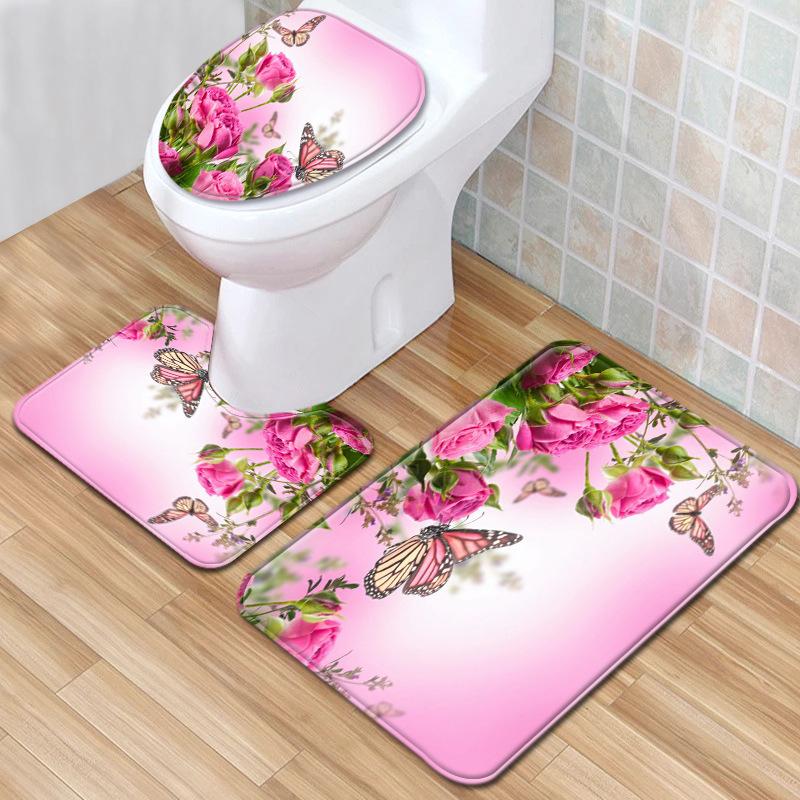 Bathroom Floor Mat Bathroom Mat Toilet Three-Piece Set