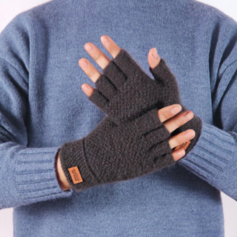 1 Paar Schwarze Unisex Halbfinger Fingerlose Handschuhe Für Damen Herren Wolle Strick Handgelenk Baumwolle Gothic Handschuhe Winter Warm Trainingshandschuhe