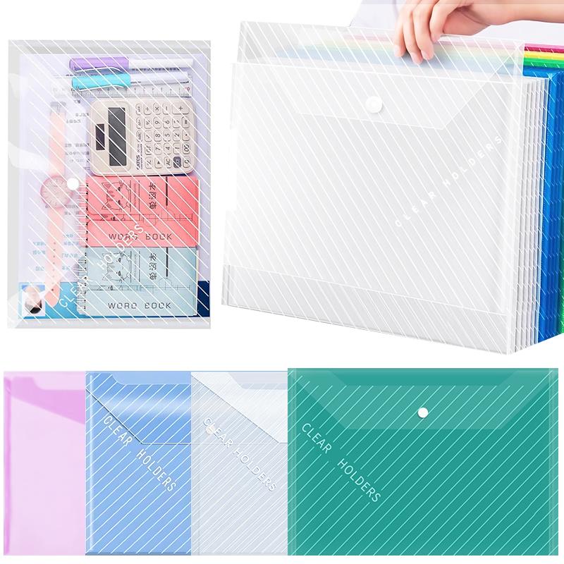 5 PCS Document Bag Set Portable A4 Size Stationery Storage Bag Assorted Color Plastic Waterproof File Envelopes Snap Closure ZYF