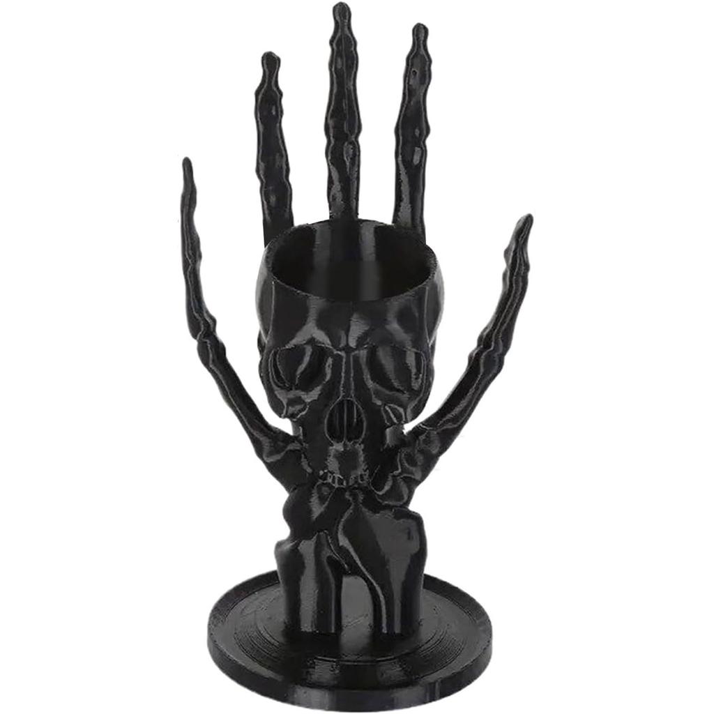 Gotický stojan na šperky ve tvaru kostlivcovy ruky Černý plastový organizér na náhrdelníky a náušnice Podnos na vystavení šperků Rretro bytová dekorace
