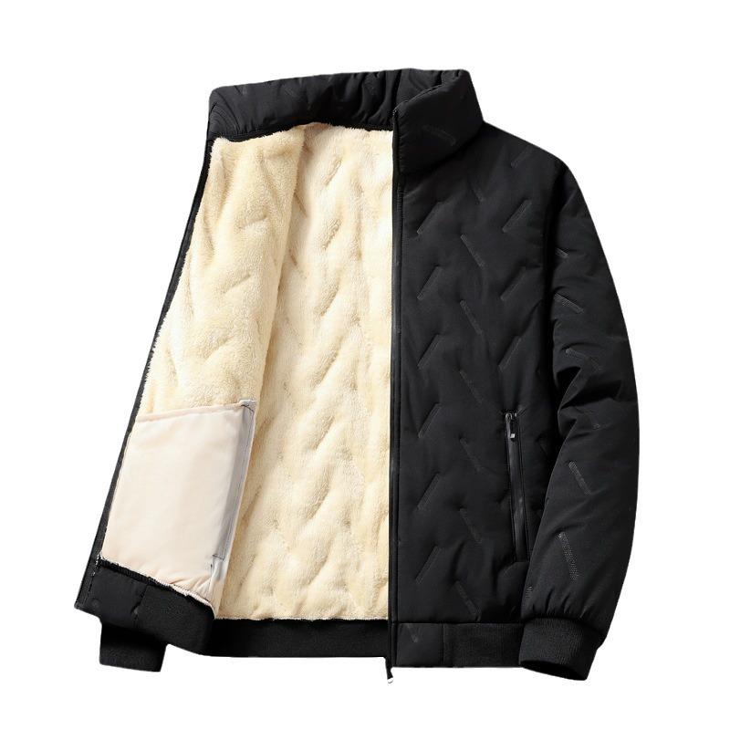 Men's Warm Jacket Lined with Warm Jacket Winter Stand-up Collar Jacket