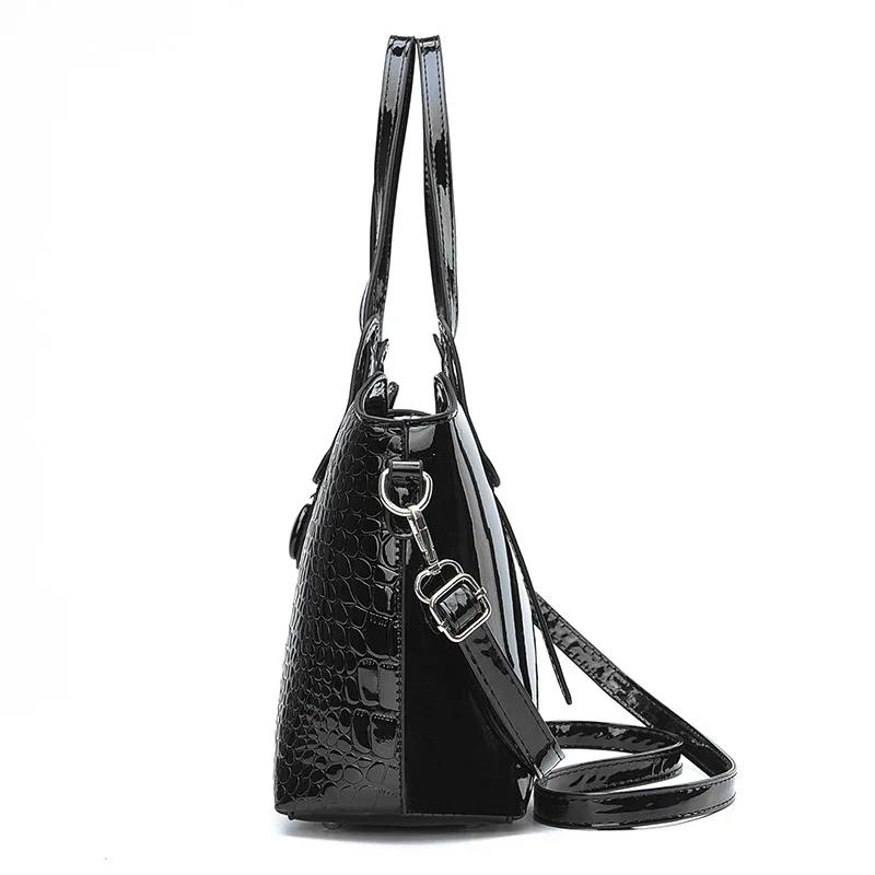 Lacquer Leather Glossy Women's Handbag 2024 New Women's 2 In 1 Composite Bags Bag Large Capacity One Shoulder Crossbody Bag