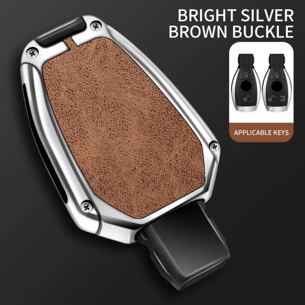 Leather Car Metal Key Case Cover Shell for Mercedes Benz A B C E Class GLS GLA GLK GLC CLS CLA AMG W204 W205 W212 W463 W176