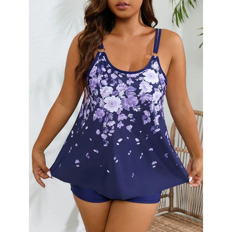 Tankini 2025 Large Plus Size Swimsuit Women Printed Swimwear Female Bathers Bathing Swimming Swim Suit Beachwear