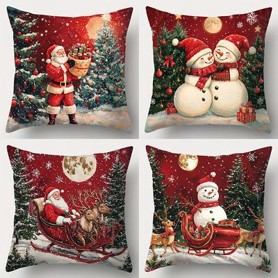 Weihnachts- und Neujahrsdekoration Kissenbezug Weihnachtsmann Schneemann Kissenbezug Wohnzimmer Sofakissenbezug Heimdekoration