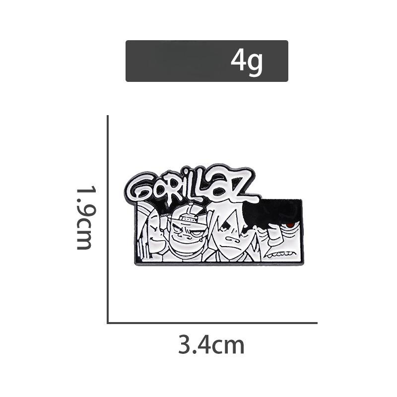 Band Metal Brooch, Black And White Cartoon Badge, Rock Punk Style Personalized Commemorative Accessory