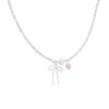 S925 Sterling Silver Pink Heart Bow Pearl Bracelet for Women