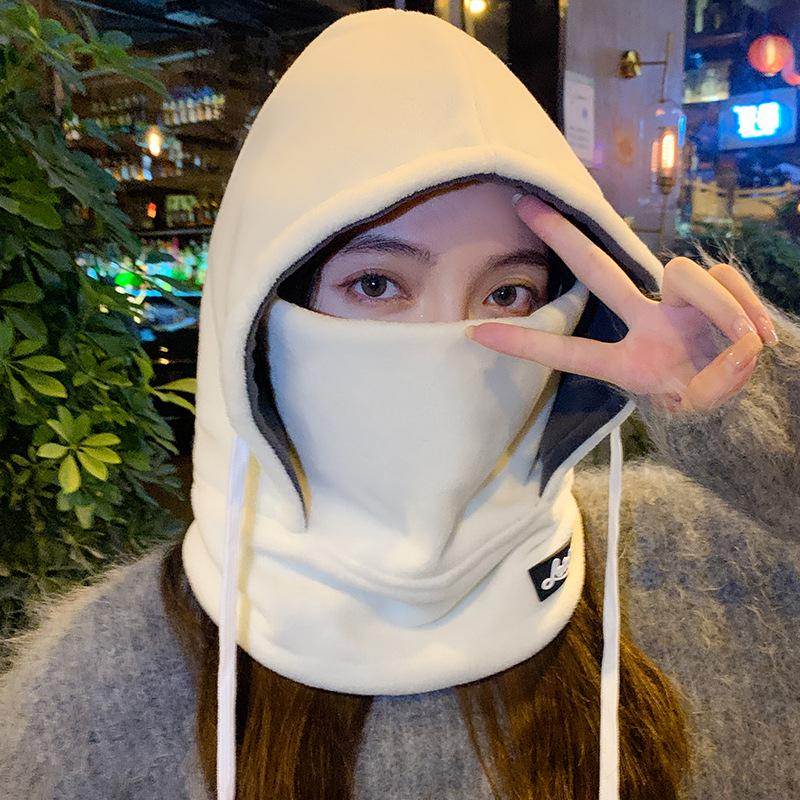 Men's Winter Warm Cotton Hat and Neck Warmer: Fleece-Lined, Cold-Proof Snood with Windproof Ear and Face Protection for Outdoor Cycling.