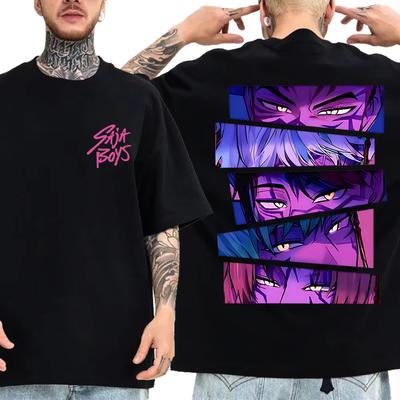 Camiseta Kpop Cazador de Demonios Saja Estampado Gráfico Anime Para Hombre Mujer Verano Manga Corta Algodón Camisetas Casual Streetwear Tops Oversize